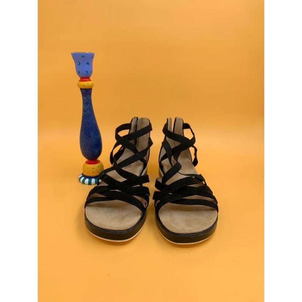 Abella Zona True Comfort Strappy Wedge Sandals Black... -